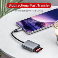 Lecteur de carte SD USB Type C 2.0, adaptateur de mémoire OTG portable en alliage d'aluminium pour ordinateur portable, tablette, téléphone, appareil photo, transfert de fichiers