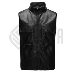 Chaleco de Motociclista Personalizado para Hombre, de Cuero Genuino, Transpirable, con Cierre, para Invierno - Product Image 1