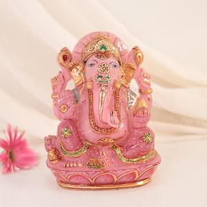 Estatua de Ganesha Tallada a Mano en Cuarzo Rosa Natural, Ídolo de Cristal Pintado a Mano, Decoración para el Hogar, Regalo, Proveedor Mayorista OEM ODM - Product Image 1