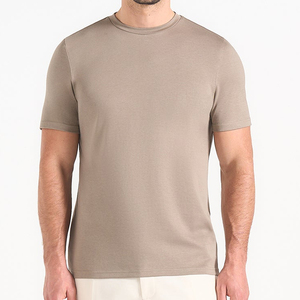 T-shirt en jersey de coton uni à manches courtes et col rond pour homme, coupe classique, respirant, vêtement décontracté - Product Image 1