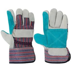Piel de vacuno duradera de uso general de gran venta con palma de cuero serraje, forro de algodón y forro polar de jersey, y parte trasera de tela 100% algodón. - Product Image 1