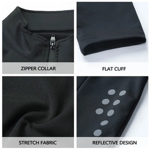 Camiseta Deportiva de Manga Corta para Hombre, Cuello Alto, Cierre de Cremallera de un Cuarto, Reflectante, Tejido de Punto, Secado Rápido, Corte Regular, 100% Algodón, Ligera y Transpirable - Product Image 4
