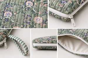 Floral Printed Quilted Waterproof <b>Laptop</b> Sleeve with Zipper Closure Classic Style <b>Protective</b> <b>Case</b> for <b>Laptops</b> Cotton - Product Image 3