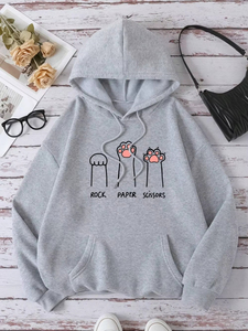 Sudadera con Capucha para Mujer, Nueva, de Calidad, con Diseño de Garra de Gato, Estilo Rock Paper Scissors, a la Moda, Transpirable, Cálida e Informal - Product Image 1