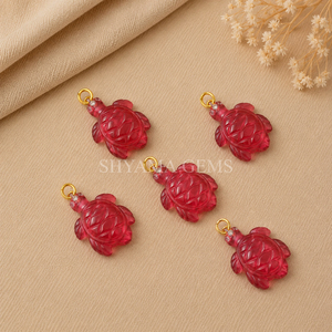 Colgante de turmalina rubelita de cuarzo tallado en forma de tortuga de 18 mm para fabricación de joyas, venta al por mayor, suministros de artesanía - Product Image 1