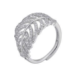 Anillos de Moda Delicados de Plata de Ley 925 con Baño de Oro de 14K y Diamantes de Laboratorio, Anillos Ajustables con Diseño de Hojas de Laurel y Enredaderas para Novia - Product Image 1