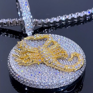 Collar Hip Hop de Oro Blanco con Colgante de Escorpión Helado, Amuleto de Insecto Animal, Cadena Cubana de Plata con Circonitas Brillantes, Joyería para Hombre Rapper - Product Image 5