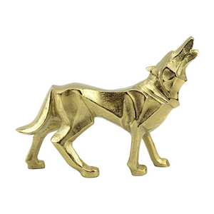 Jaffs Exports - Escultura de Lobo Dorado de 19.5 cm de Alto x 7.5 cm de Ancho x 25 cm de Largo, Decoración Artística para Mesa, Diseño Moderno, Hecho a Mano, Chapado en Oro - Product Image 1