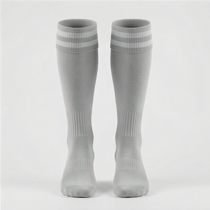 <b>Men's</b> Knee High <b>Socks</b> Gray <b>Striped</b> Knitted Cotton Breathable Sports Regular Style Spring - Product Image 1