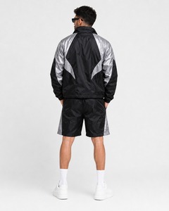 Conjunto corto de chaqueta y pantalones cortos cortavientos para hombre, ligero, con logo personalizado, ropa deportiva informal, conjunto cortavientos para uso al aire libre. - Product Image 2