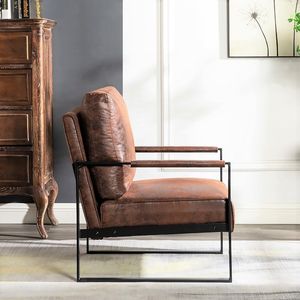 Poltrona Moderna Stile Mid-Century con Robusta Struttura in Metallo Quadrata, Sedia Classica per Casa, Ufficio e Camera da Letto, Arredamento per Soggiorno - Product Image 5