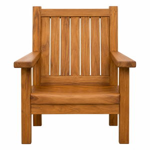 Fauteuil de jardin extérieur en teck massif au design scandinave moderne, résistant à l'eau, écologique, fauteuil de patio en bois pour complexe hôtelier - Product Image 1