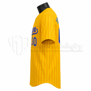 เสื้อเบสบอลลายทางสีเหลืองแบบกำหนดเอง ชุดทีมโปร เสื้อเบสบอลแบบติดกระดุม ระบายอากาศได้ดี - Product Image 5