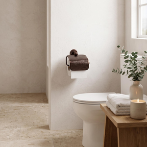 Porte-papier toilette mural en cuivre martelé de qualité supérieure, construction durable, design peu encombrant, finition antique - Product Image 4