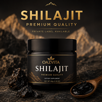 Résine de Shilajit Pure Oazvita en Pot de Verre – Complément Herbal à Marque Blanche