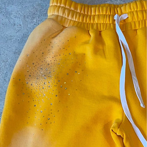 กางเกงวอร์มผู้ชายสไตล์วินเทจ ผ้าโพลีเอสเตอร์ 100% น้ำหนักเบา ทรงตรง สบายๆ สีซีดแบบซันเฟด ประดับด้วยคริสตัล ขายดี - Product Image 3