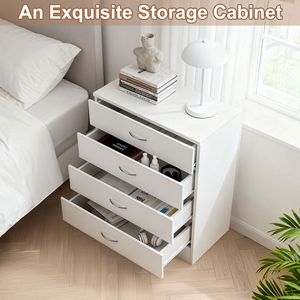 Comò Moderno Semplice Bianco a 4 Cassetti, Lussuoso Mobile da Camera da Letto Indipendente in Metallo con Funzione Estensibile per Camera da Letto e Soggiorno - Product Image 2
