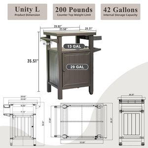 Portable Outdoor BBQ Grill Cart <b>with</b> Storage <b>Wheels</b> Whole Metal <b>Table</b> Cabinet for Deck Patio Backyard-Brown - Product Image 6