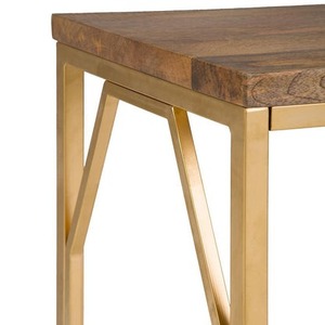Table basse architecturale moderne avec plateau en bois et structure en métal doré, mobilier contemporain pour salon - Product Image 2