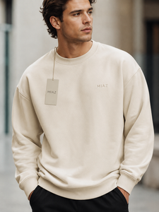 เสื้อสเวตเชิ้ตคอกลมสีน้ำเงินกรมท่าสำหรับผู้ชายจาก Miaz Enterprises ทรงปกติ ผ้าสั่งทำพิเศษ แห้งเร็ว ไม่หดตัว สวมใส่สบาย - Product Image 3