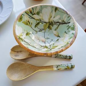 Large Deep Eco-Friendly Handmade Mango Wood Meena Printed Mixing Bowl for <b>Kitchen</b> Use Multipurpose Fruit Salad Bowl Wholesale - Product Image 5