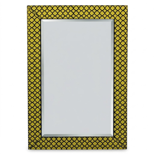 Modern Decorative Rectangle <b>Mirror</b> 24x36 Inch |Unique Yellow Printed Frame Design | Elegant Wall <b>Hanging</b> <b>Mirror</b> for Home, Office - Product Image 1