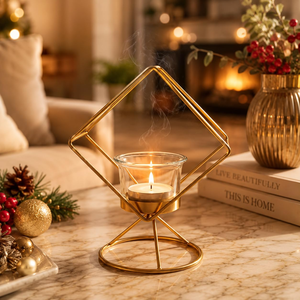 Decorative <b>Tealight</b> Candle Lantern with Glass Cup and Candle Modern Table Centerpiece for Living Room Dining Table Bedroom Home - Product Image 6