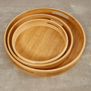 Multipurpose <b>Round</b> Rectangular Bamboo <b>Brushed</b> Serving Tray Decorative Customized Catering Household Tea Coffee Kitchen Storage - Product Image 6
