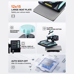 Pressa a Caldo Digitale 12 x 15 Pollici con Rotazione a 360 Gradi per Trasferimento Termico su Tumbler da 30oz e T-shirt - Product Image 6