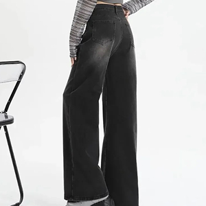 Pantalones Vaqueros Sueltos de Mezclilla de Alta Calidad para Mujer, al por Mayor, Fabricante OEM, Estilo Casual, Lavado Ácido, con Logotipo Personalizado - Product Image 4
