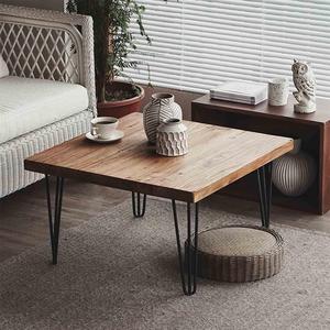 Table basse de luxe en bois avec pieds en métal style épinglette, design rustique et traditionnel, durable et écologique, pour salon - Product Image 2