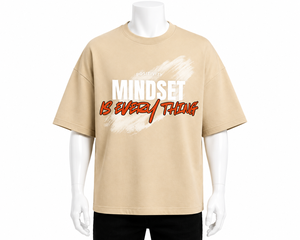 T-shirt en coton imprimé « Mindset Is Everything » pour homme, décontracté, col rond, manches courtes, coupe ample, jersey tricoté, respirant, écologique - Product Image 1