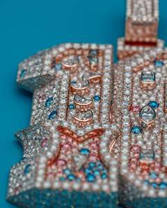 เครื่องประดับเงินแท้ 925 ดีไซน์ฮิปฮอป สลักชื่อหรืออักษรย่อตามสั่ง ประดับเพชรโมอิสซาไนต์ พร้อมใบรับรอง - Product Image 4