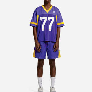 Ensemble de maillots de football américain personnalisés unisexes en maille violette, respirants, en polyester, uniforme d'équipe, fabrication OEM, étiquette privée, fabricant en gros, États-Unis - Product Image 3