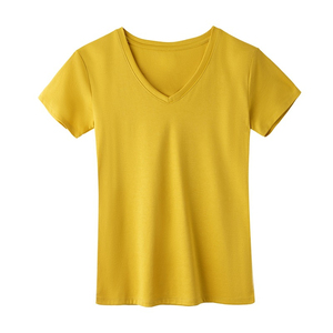 เสื้อยืดคอกลมแขนสั้นผู้ชาย สีพื้น ทรงปกติ สไตล์ลำลอง สีเหลือง - Product Image 1