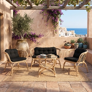 New Modern Minimalist Naomi Living Set Artisanal Rattan Chair And <b>Sofa</b> Frame Premium Luxury Indoor Outdoor Home Patio Decor Sets - Product Image 5
