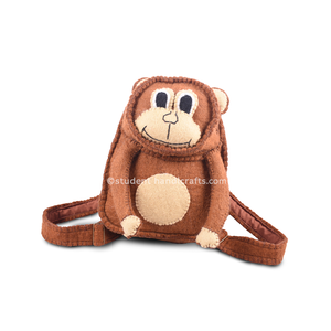 Student <b>Backpack</b> in Felt Material Monkey Design - Product Image 3