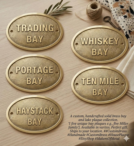 Solid Brass House Plaque Custom Oval Brass <b>Name</b> <b>Plate</b> Vintage Style Metal Door Sign Personalized Cabin House Nameplate Rustic - Product Image 6