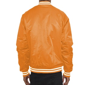 Veste bomber en satin personnalisée avec logo pour hommes, style universitaire, streetwear d'hiver, veste de sport en satin de qualité supérieure pour équipes - Product Image 2