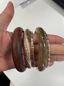 Gold Tone Brass Chunky Bangle Set Smooth Polished Statement Bangles Minimal Thick Stackable Fashion Jewelry - Product Image 5