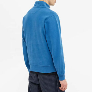 Sweat-shirt en polaire à col zippé pour homme, couleur unie, col roulé, coupe classique, vêtement décontracté pour l'automne, veste en polyester coupe-vent bleue - Product Image 4
