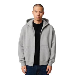 Top qualité vente entière hommes fermeture éclair surdimensionné sweats à capuche personnalisés 100% coton polaire tissu décontracté cordon - Product Image 1
