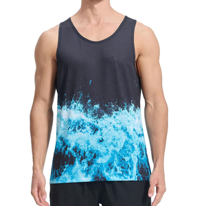 Custom Logo <b>Men's</b> Performance Tank Tops Fade Print Breathable Athletic Wear <b>Singlet</b> Wholesale Sports Clothing Factory Tank Tops - Product Image 2