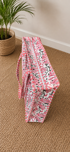 Sac fourre-tout bohème vintage fait main pour femme, avec fermeture éclair, artisanat traditionnel de la impression au bloc, touche moderne et tendance - Product Image 2