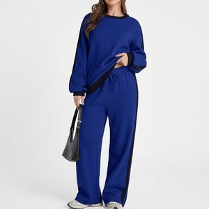 Conjunto Deportivo Informal de Dos Piezas para Mujer, Chaqueta con Cierre y Pantalones Anchos, Lavado Ácido, Impermeable, Transpirable y Cómodo - Product Image 5