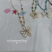 Kalung Alami dengan Tali Manik-Manik untuk Penggunaan Sehari-hari Gaya Retro Bohemian dengan Liontin Bunga Kerang dari Vietnam OEM/ODM Diterima