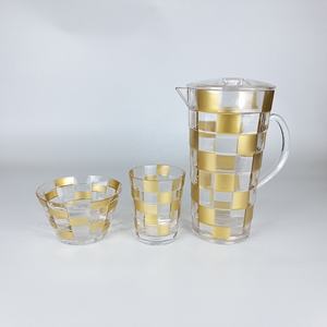 Jarra de Agua Acrílica Moderna con Diseño de Mosaico Transparente y Dorado Jack Worth, Juego de Jarras para Fiestas, Uso en Interiores y Exteriores - Product Image 4