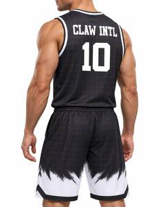 Conjunto de Uniforme de Baloncesto para Hombre Claw Intl, Diseño de Cuadros Blancos y Negros, Impresión en Serigrafía, Algodón Transpirable, Unificación sin Costuras - Product Image 4