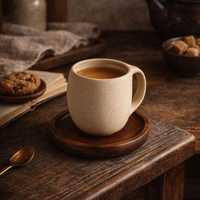 Taza de café de cerámica minimalista hecha a mano con asa, acabado mate, color sólido, para uso doméstico, con cuchara incluida, de UO INDIA