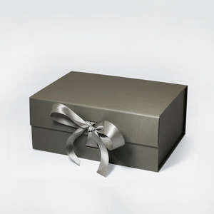 A5 <b>Foldable</b> Rigid Gift <b>Box</b> in Graphite Gray Ready Stock Wholesale Packaging for Events Parties & Gifts - Product Image 5